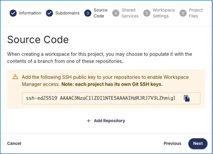 Git repository integration step